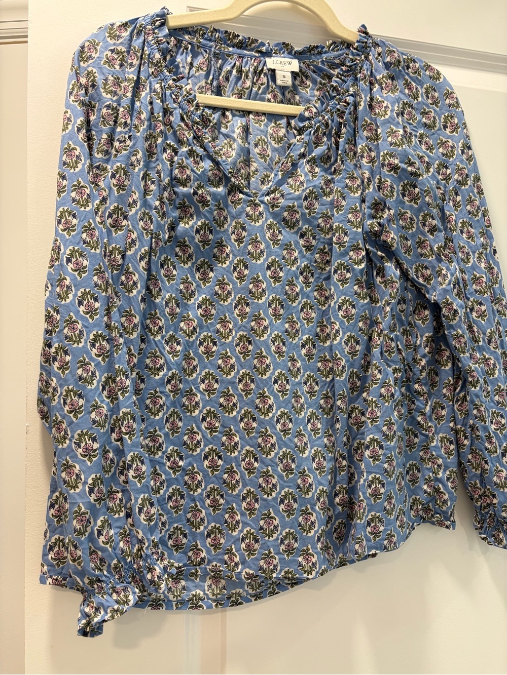 J. Crew Light Blue Floral Blouse